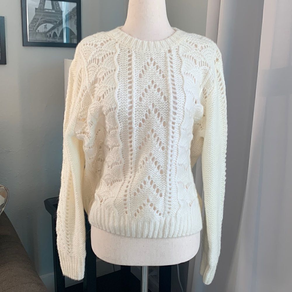 L.O.G.G. Open knit crew neck mohair sweater sz med Like New